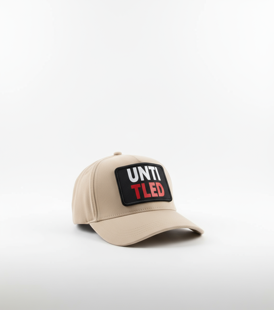 Beige Patch 5 Panel Cap image 1