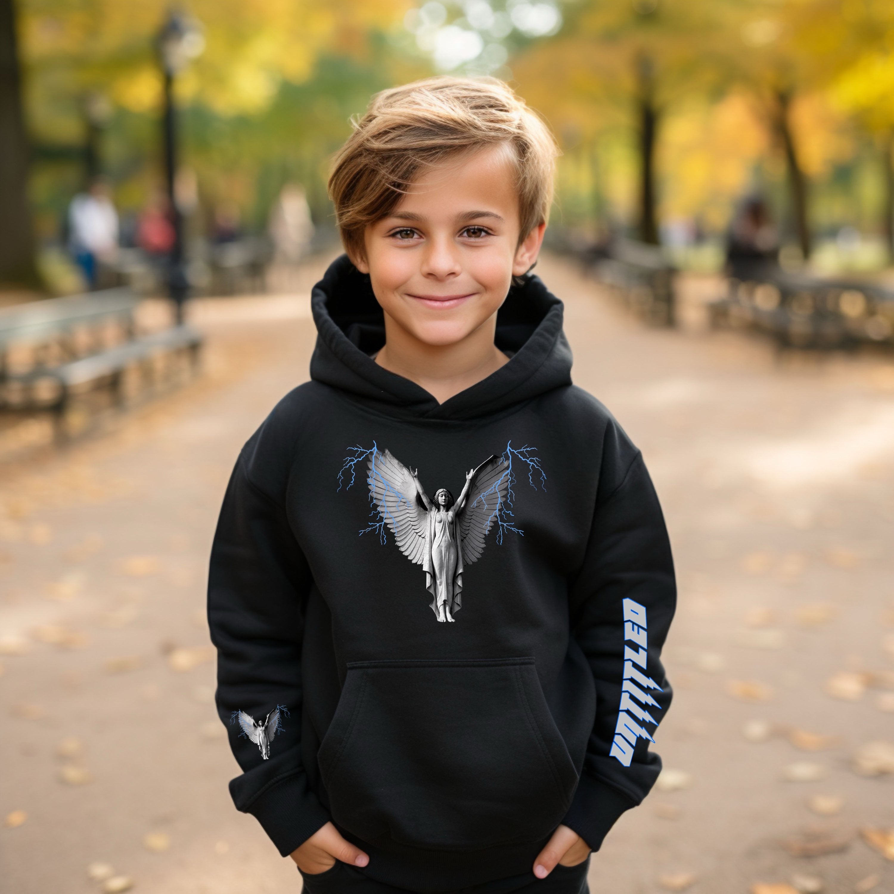 Pull Over Hoodie Red Blue Angel Untitled Unisex  Kids image 0